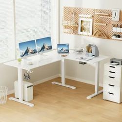 Homall 63in Wide L-shaped Electric Sit-Stand Desk 
