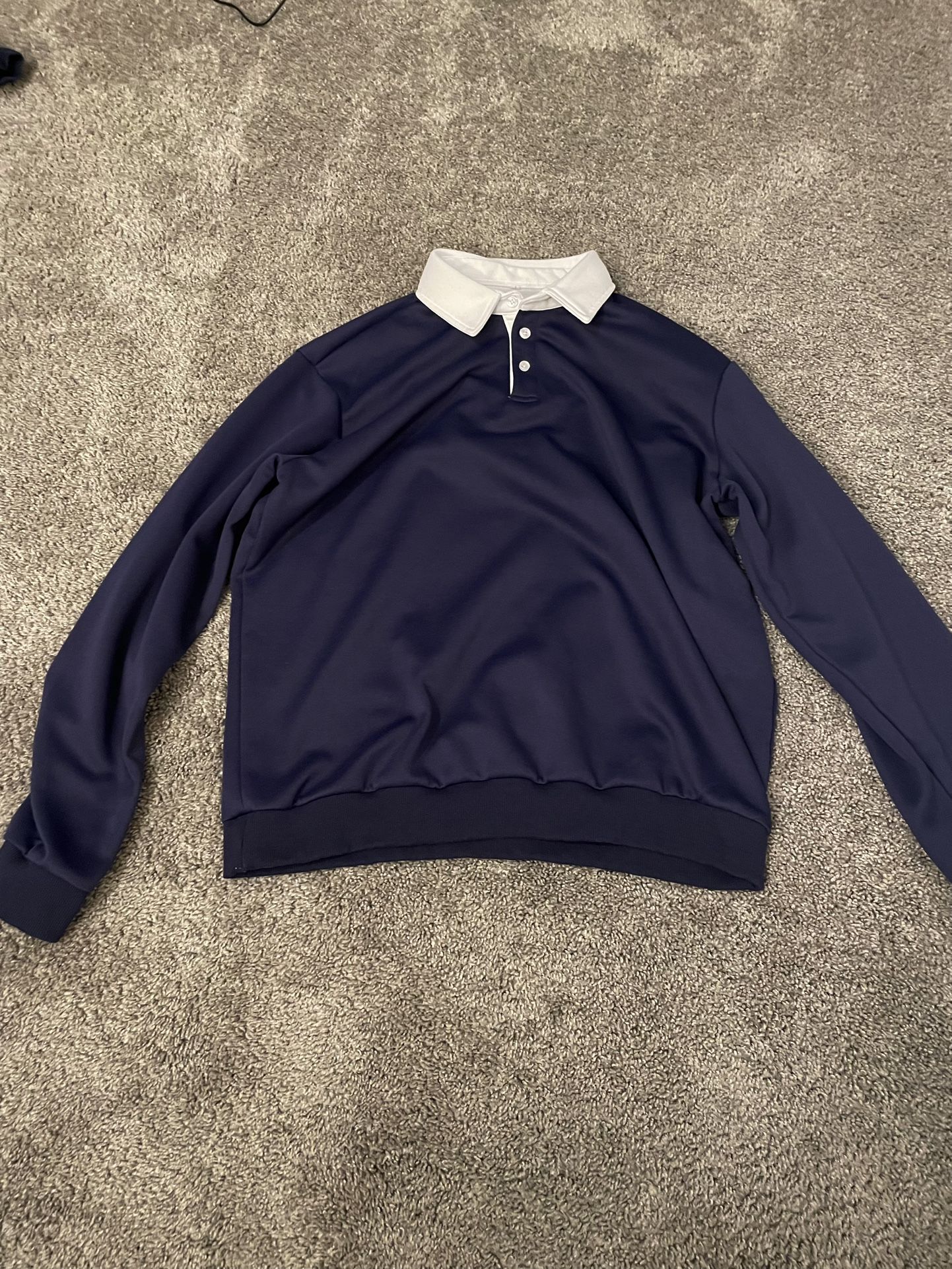 Navy Blue and White Polo Sweatshirt
