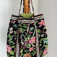 Vera Bradley Botanica Drawstring Backpack Backsack Floral w/ Pockets Bag Purse Handbag Shoulder Strap 