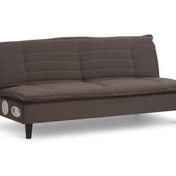 Furniture row Tempo Futon sleeper sofa bed with Bluetooth speakers brown L72”*W44”(address in description 