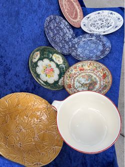 Good condition plates and bowl, each $10