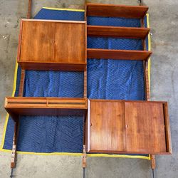 Danish Mid Century Teak Wall Unit Bookcase Cabinet 1960s