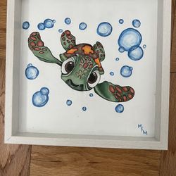 Hand Painted Turtle By Local Artist 