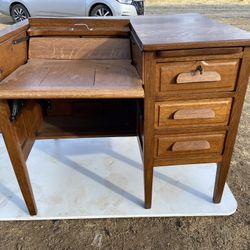 Antique Typewriter Oak Desk Small Size
