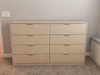 8-Drawer Double Dresser with Gold Handles