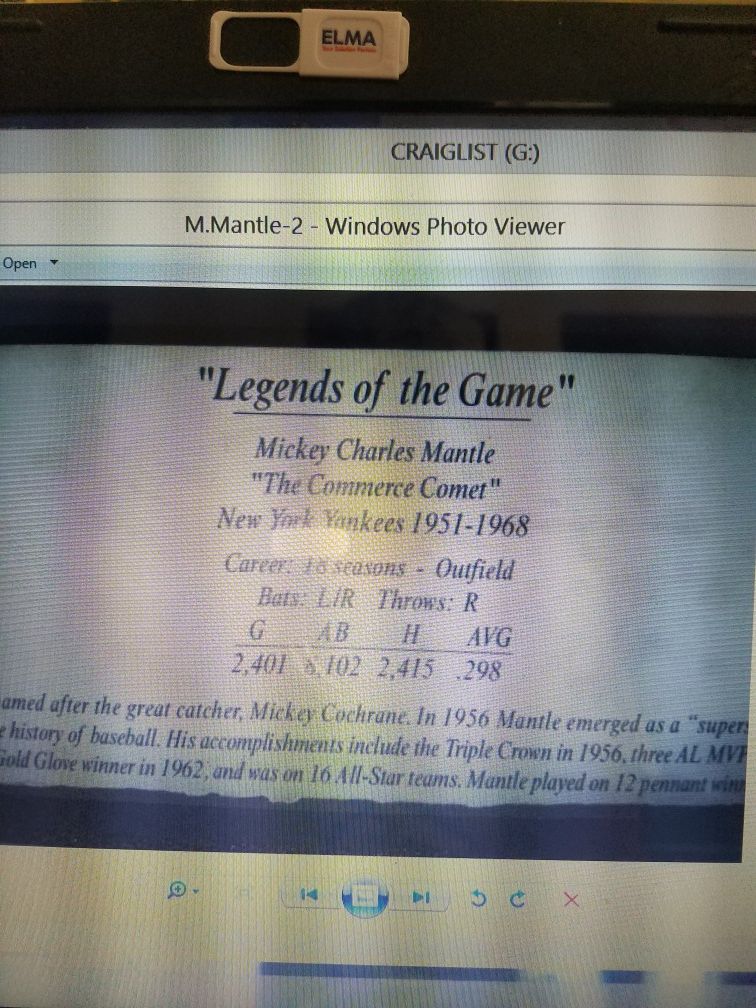 Mickey Charles Mantle picture frame wfdjnjc.com