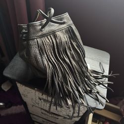 Fringes Black Round Purse