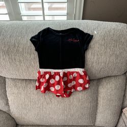 Disneyland Baby/Toddler Minnie Mouse Dress With Bodysuit Buttons Size 24 Months 