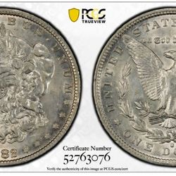 1882 O Morgan Silver Dollar PCGS AU-50