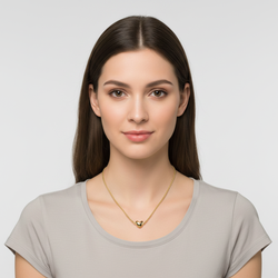 14K Yellow Gold Puff Heart Rope Link Necklace