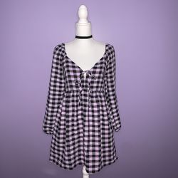 Wild Fable Purple and Black Gingham Dress