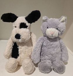 Jellycat Bashful Black and Cream Puppy & Bashful Kitten Plush