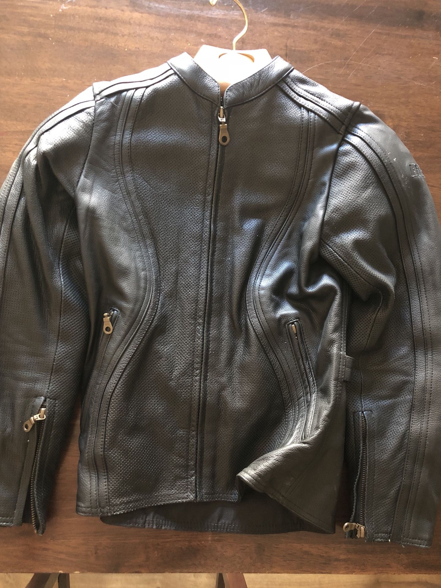 Women’s leather motorcycle jacket