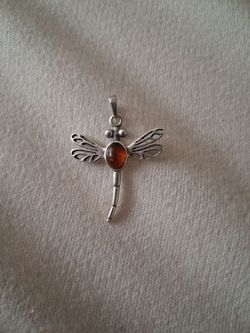 .925 sterling silver Dragon Fly Amber Charm