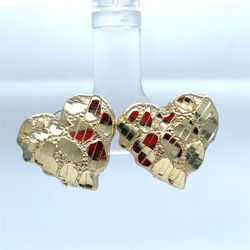 10KT Yellow Gold Nugget Heart Earrings 3.00g 187480/3