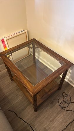 Glass/wood side table