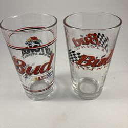 “Lot of 2 Vintage Bud NASCAR / Daytona Speedway Pint Glasses
