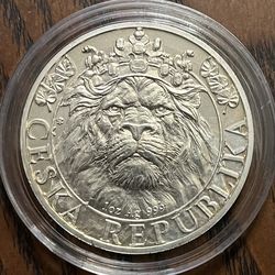 1 Oz Silver 2022 Czech Lion  .999 Fine Silver BU Encapsulated