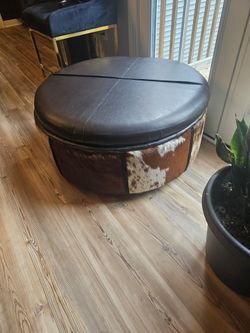 Cowhide ottoman