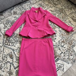 Pink Two-Piece Skirt Suit – Size 10