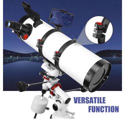 Telescope 150EQ Astronomical Reflector Telescopes for Adults,Professional Manual Equatorial Telescope for Beginners.Comes with 2X Barlow Lens Phone Ad