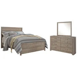 Culverbach Queen/Full Panel Headboard Bed with Mirrored Dresser Premium Quality