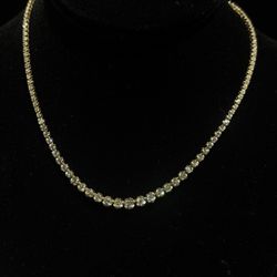 14k Natural vs1 Diamond Graduated Tennis Necklace 16 Inch