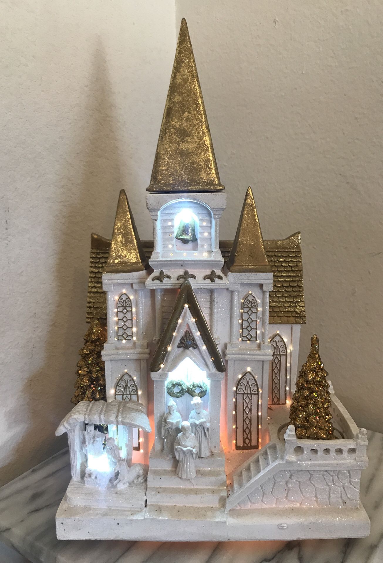 Christmas decor fiber optic church from Cracker Barrel light up church