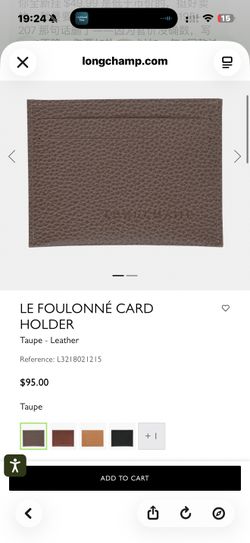 Longchamp Le Foulonné Leather Card Holder - Olive Green (New)