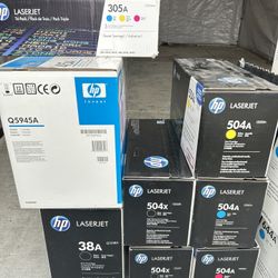 HP Laserjet Toner, 305A, Q5945A, 38A, 504A, 644A, 128A, Q2613X, Q6461A, 36A, 35A, 80x, 83X & 940