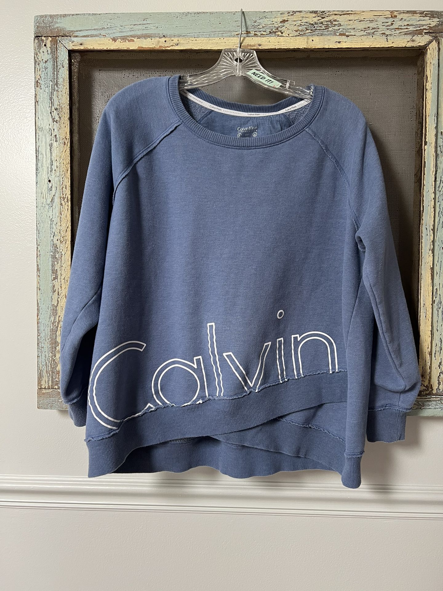 Blue Comfy P/O Sweatshirt by Calvin Klein. Size 1X