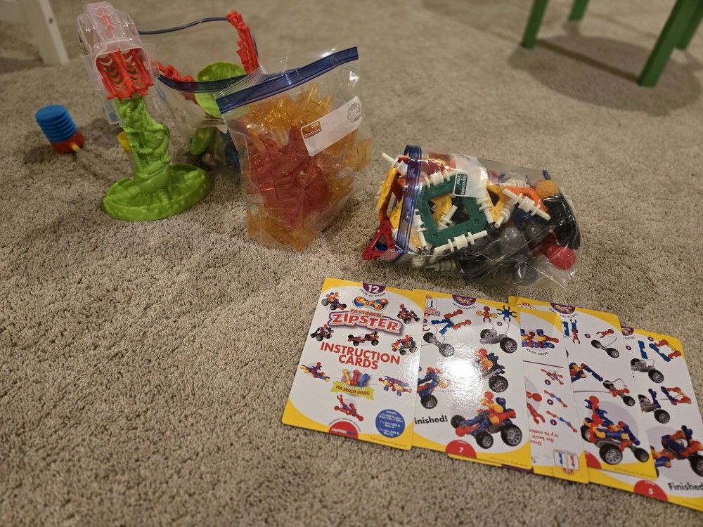 3 Sets Marble Run Building Set, Zipster Set, And Mighty Beans Set With Beans
