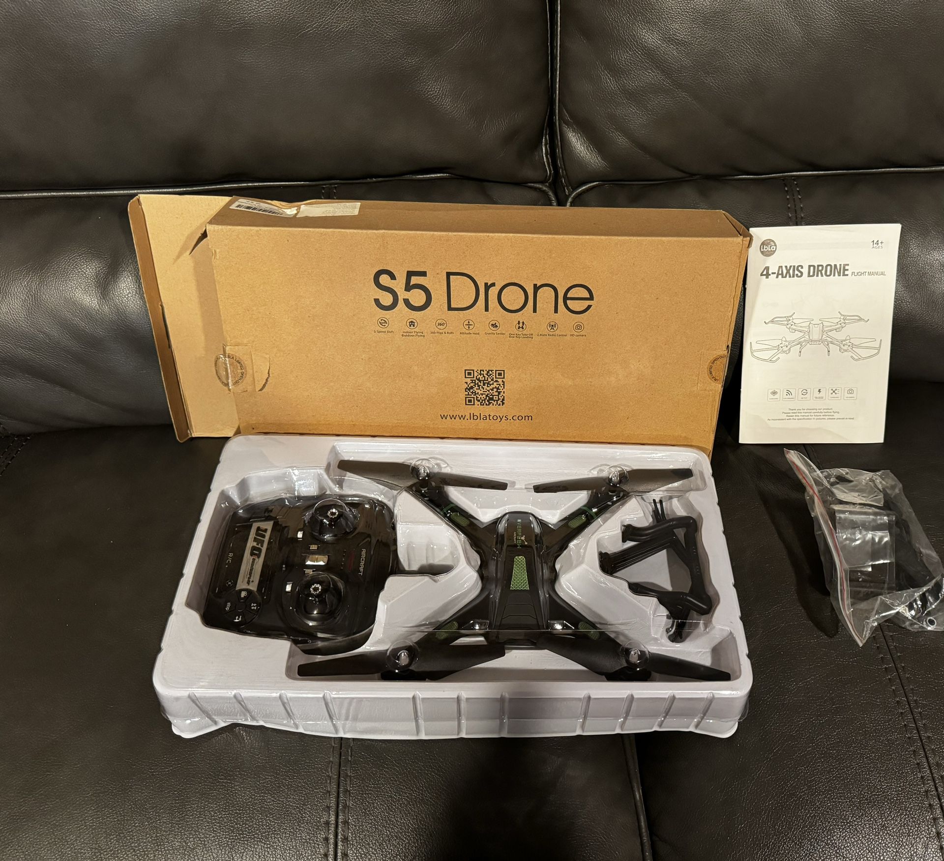 S5 360 Wifi Selfie Drone with HD Camera with Remote Controller Included- Black