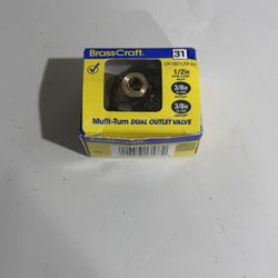Brasscraft Dual Outlet Angle Stop Valve 1/2" Nom Comp Inlet X 3/8" + 1/4" Comp