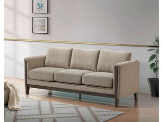Islington Taupe Fabric Upholstered Panel Arm Sofa