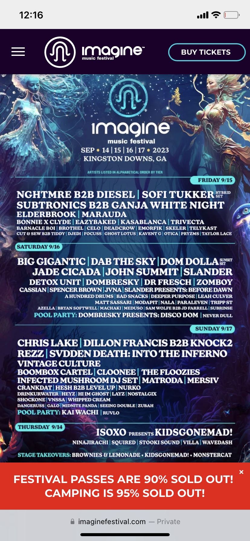 Imagine Music festival 2023 2GA + Car Camping Pass + 4 Camping Entry Wristbands