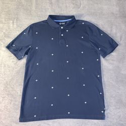 Chaps Polo Size Medium Blue Navy Floral Pattern 100% Cotton