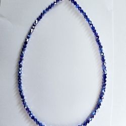 DESIGNER SWAROVSKI   BICONE ROYAL BLUE SIMPLE ELEGANT 16"CHOKER ACCENT NECKLACE
