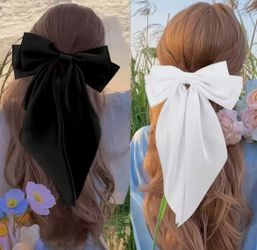 2 Women's Black and White Bow Hair Clips, Elegant Hair Accessories, Fashionable, Suitable for Daily Hair Accessories