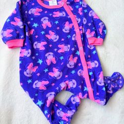 ✨PURPLE MINNIE MOUSE PAJAMAS 6-9 MONTHS FLEECE FOOTED PAJAMAS✨
