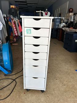Solid Wood Storage Roll Cart in White