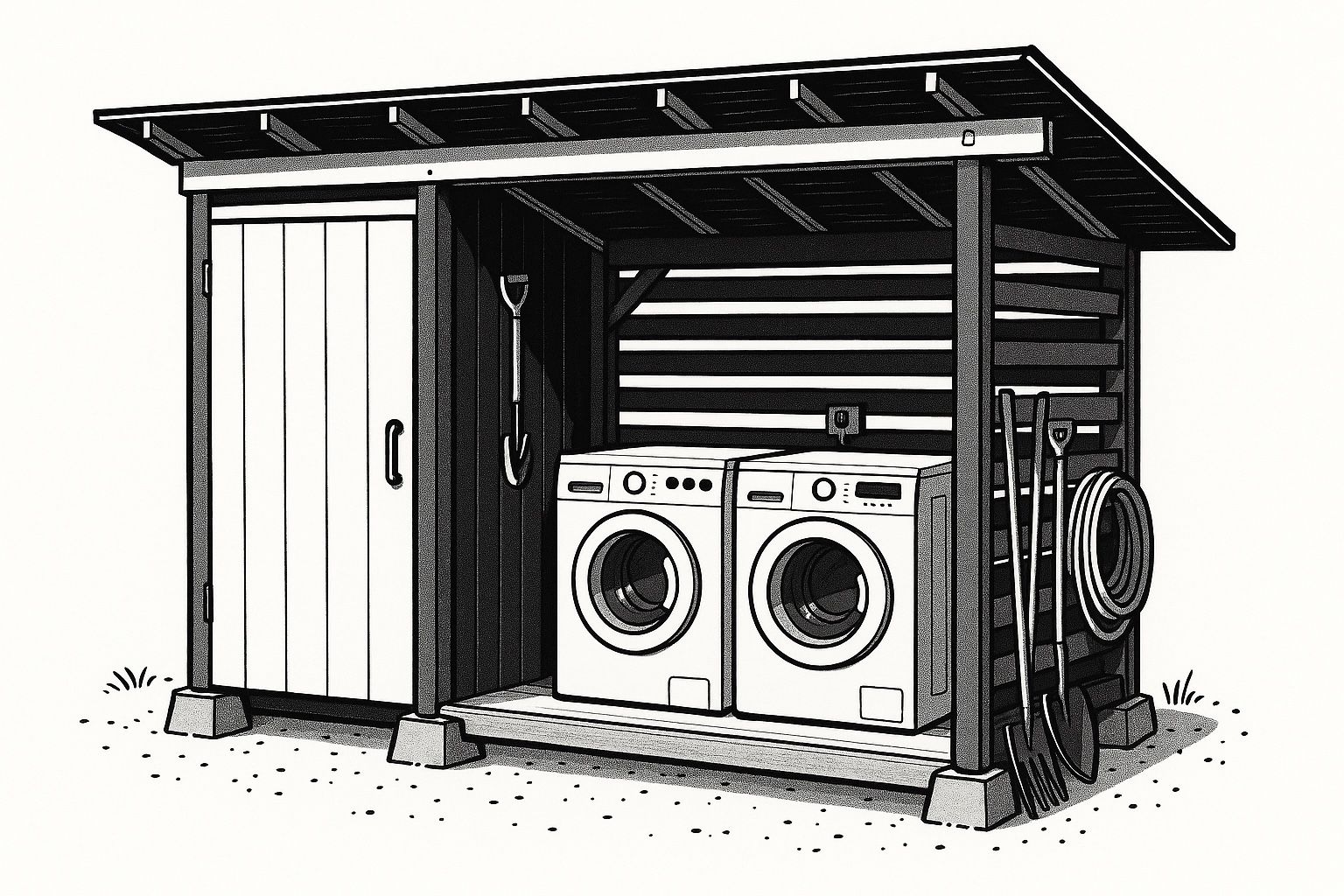 Storage Shed Plus Washer And Dryer Storage
