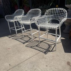 Antique Bertoia Style Mid Century, Chairs Cast Aluminum