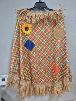 Scarecrow Costume Poncho with Raffia Fringe