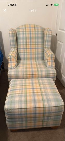 Wing back chair and ottoman