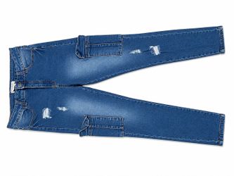 Blue Distressed Denim Jeans with Cargo Pockets