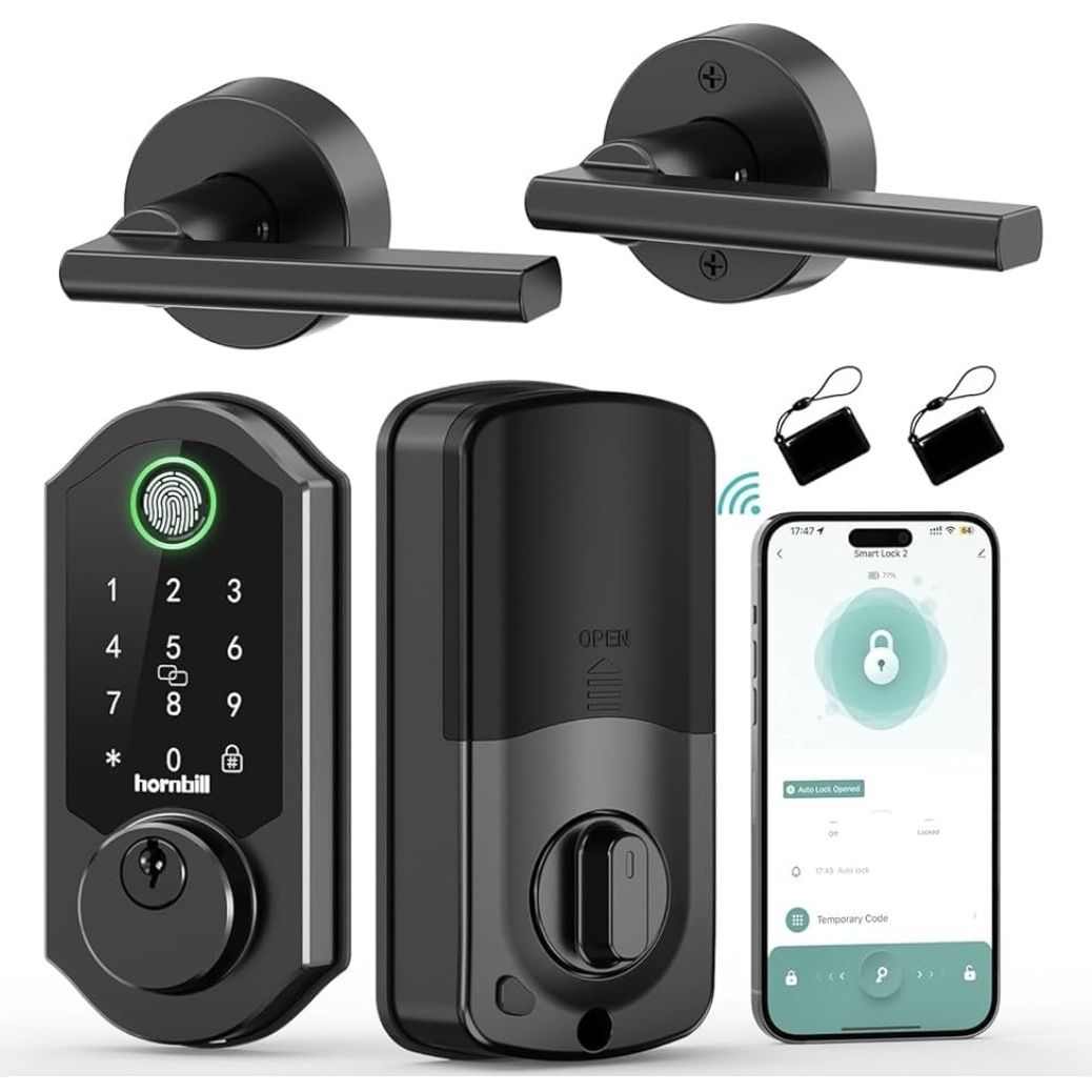 Smart Front Lock Set Fingerprint: Hornbill WiFi Deadbolt with Code App ...