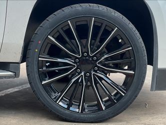 22" BLACK MILLED RIMS TIRES