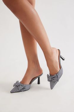 Fashion Nova Gingham Mules Kitten Heel size 9