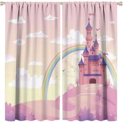 Rainbow Princess Curtains Pink 52x84 Inch